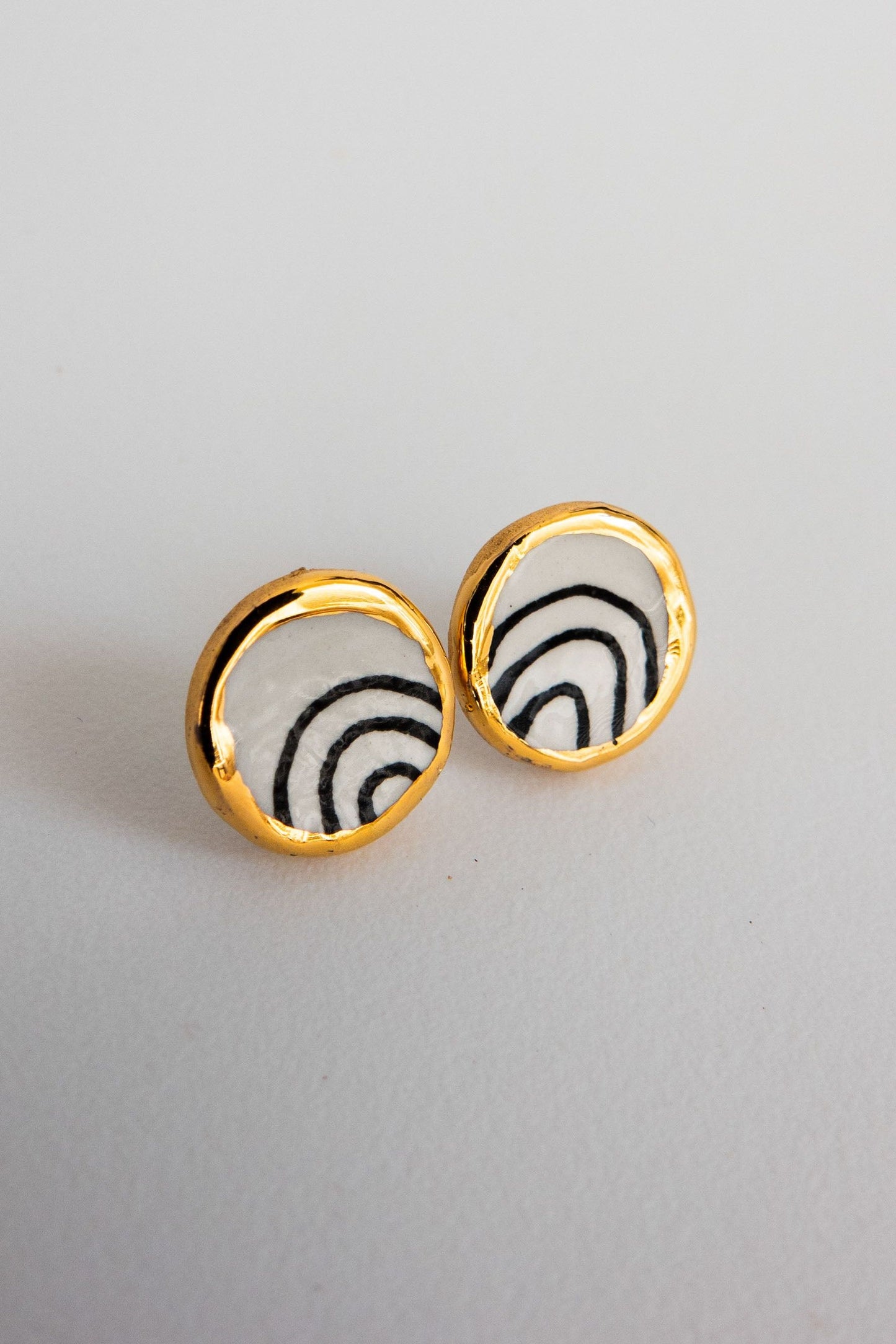 Black, White & Gold Ceramic Studs