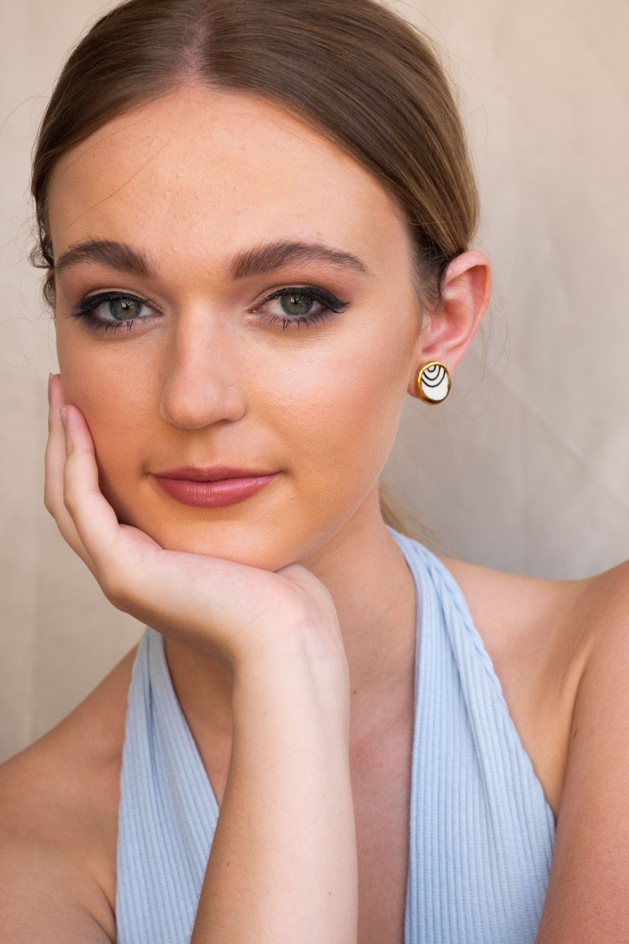 Black, White & Gold Ceramic Studs