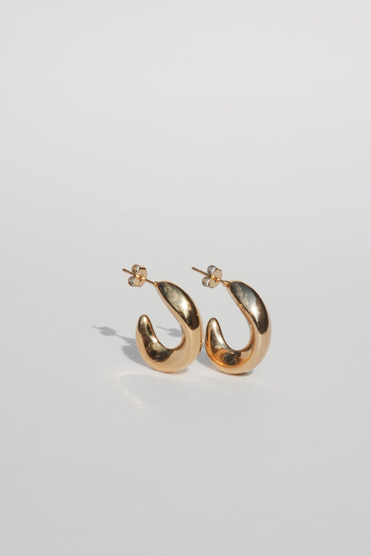 Gold Croissant Curve Studs