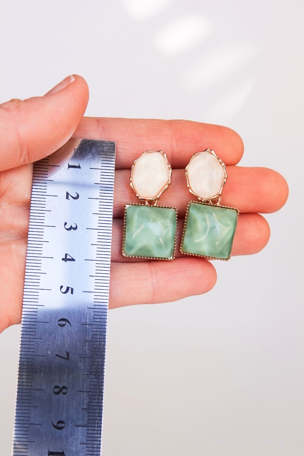 Green Square Earrings