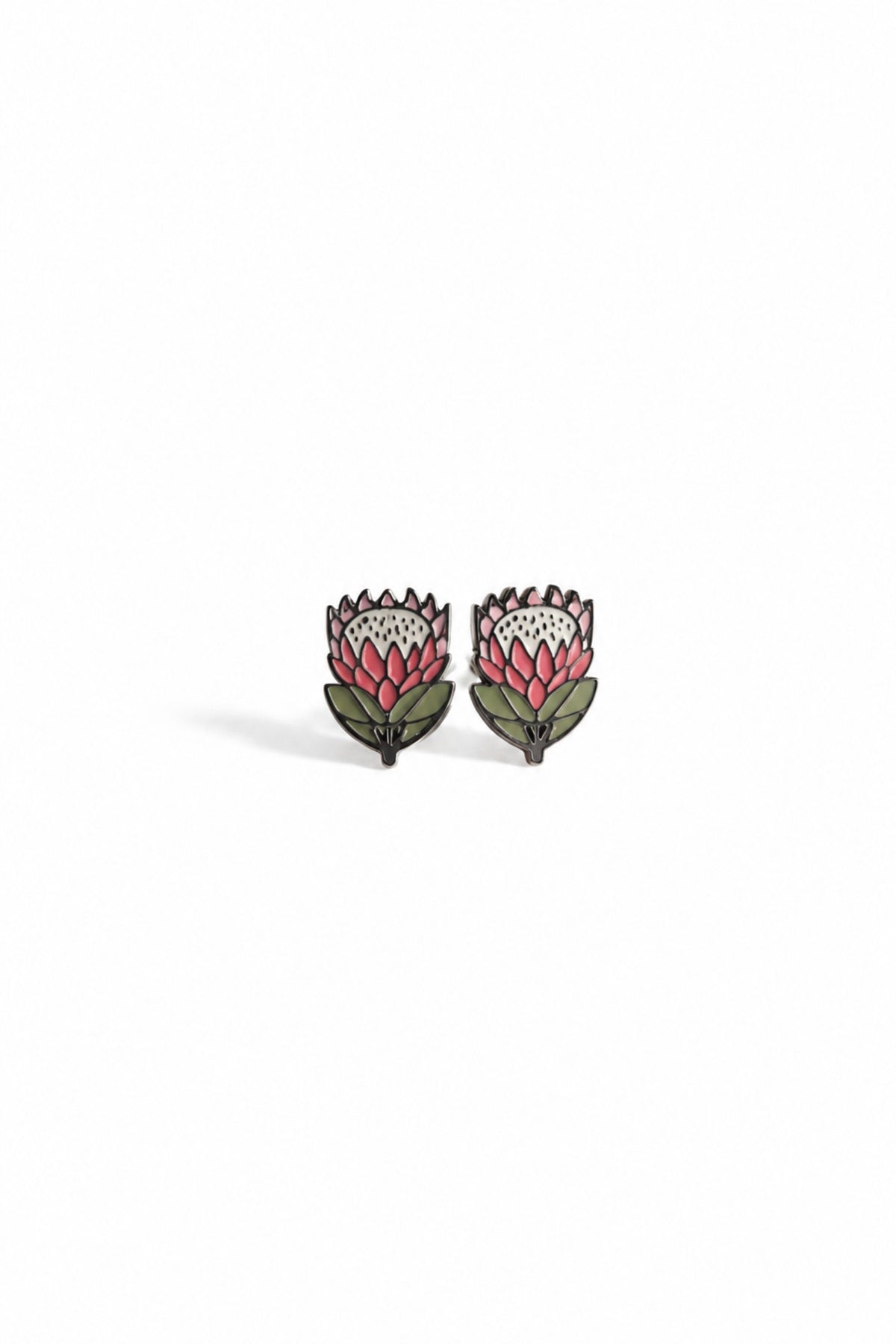 pink protea stainless steel stud earrings