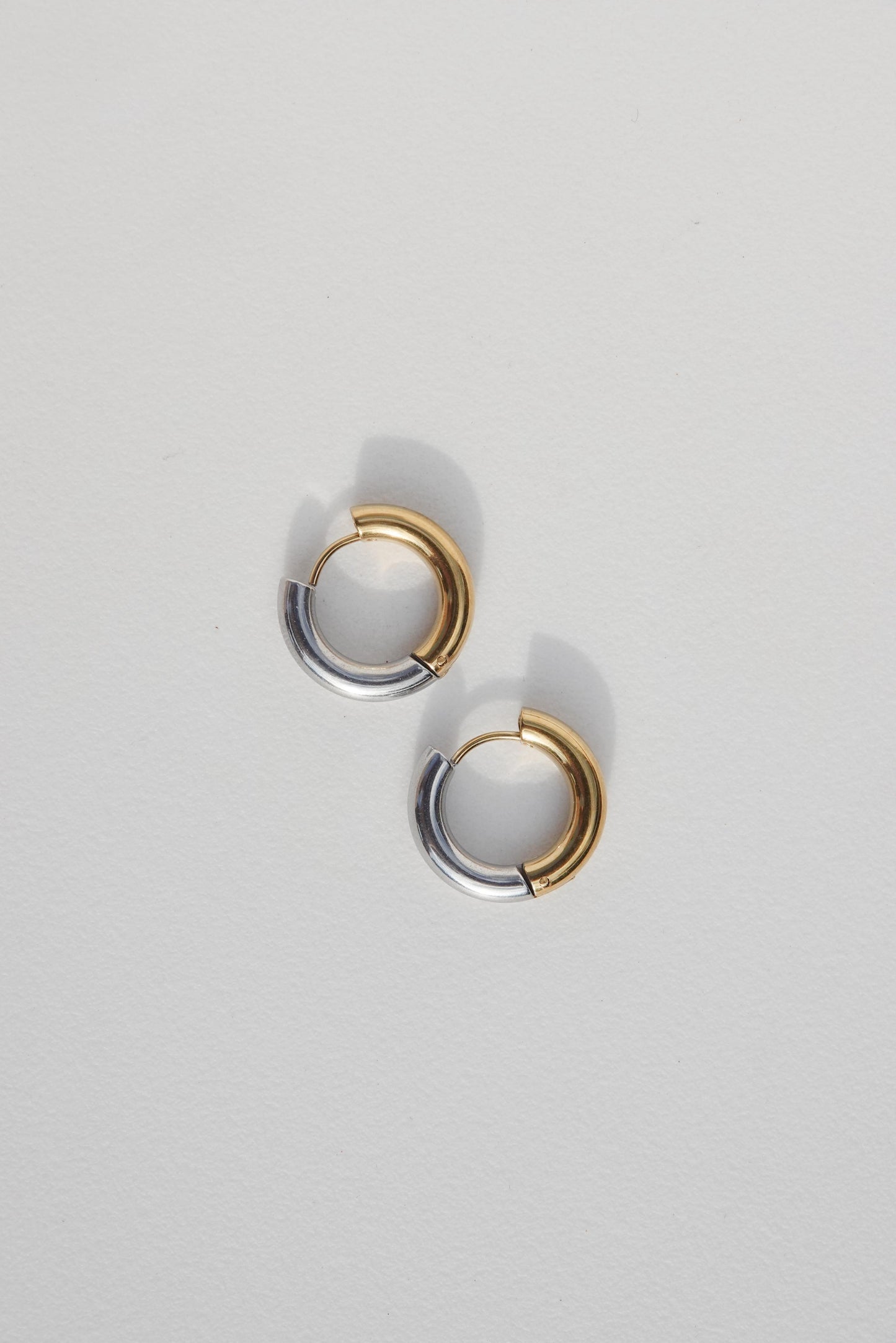Two Tone Huggie Hoops
