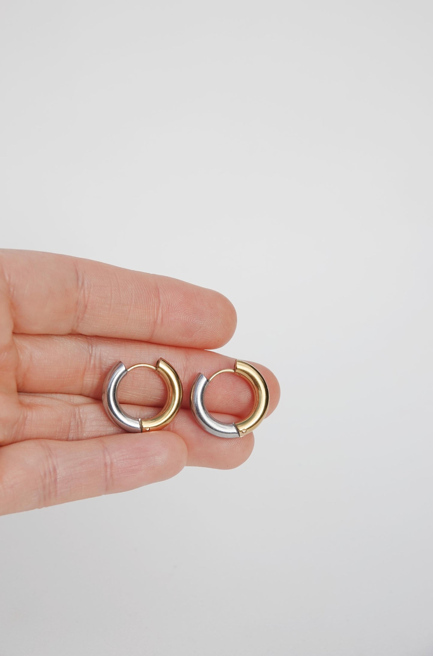 Two Tone Huggie Hoops