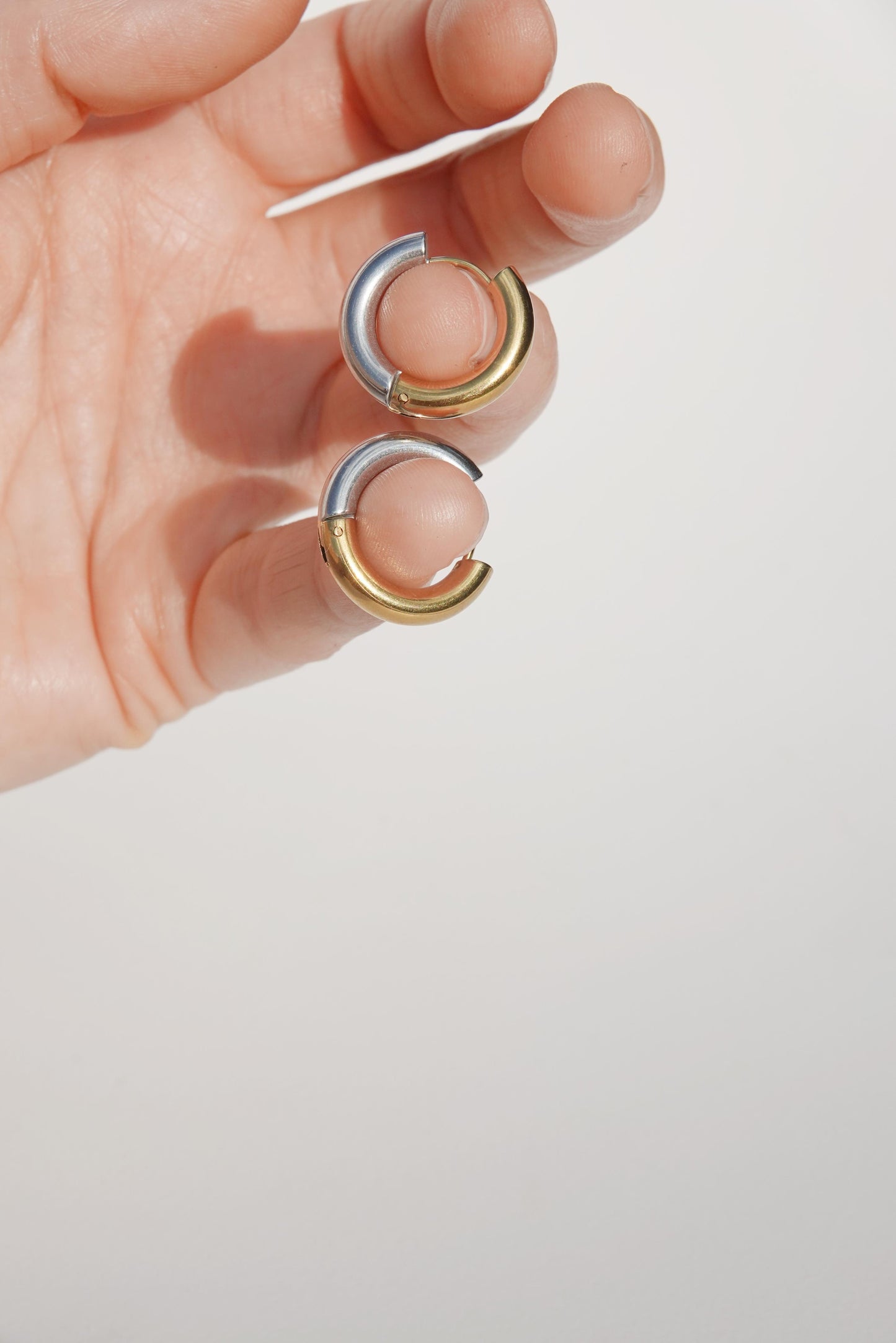 Two Tone Huggie Hoops