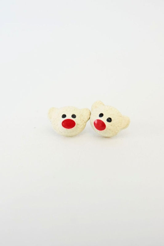 White Teddy Red Nose Stud